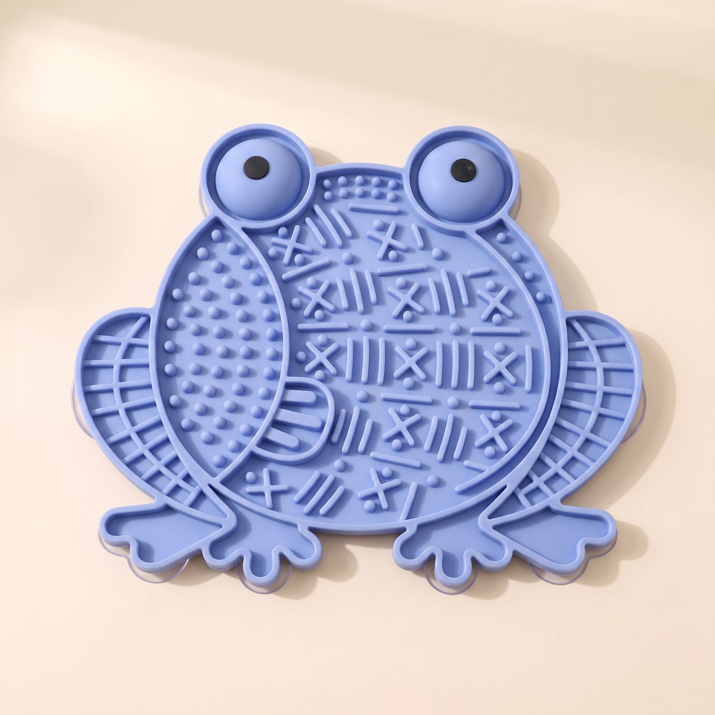 Silicone Lick Mat with Suction Base - frog-blue