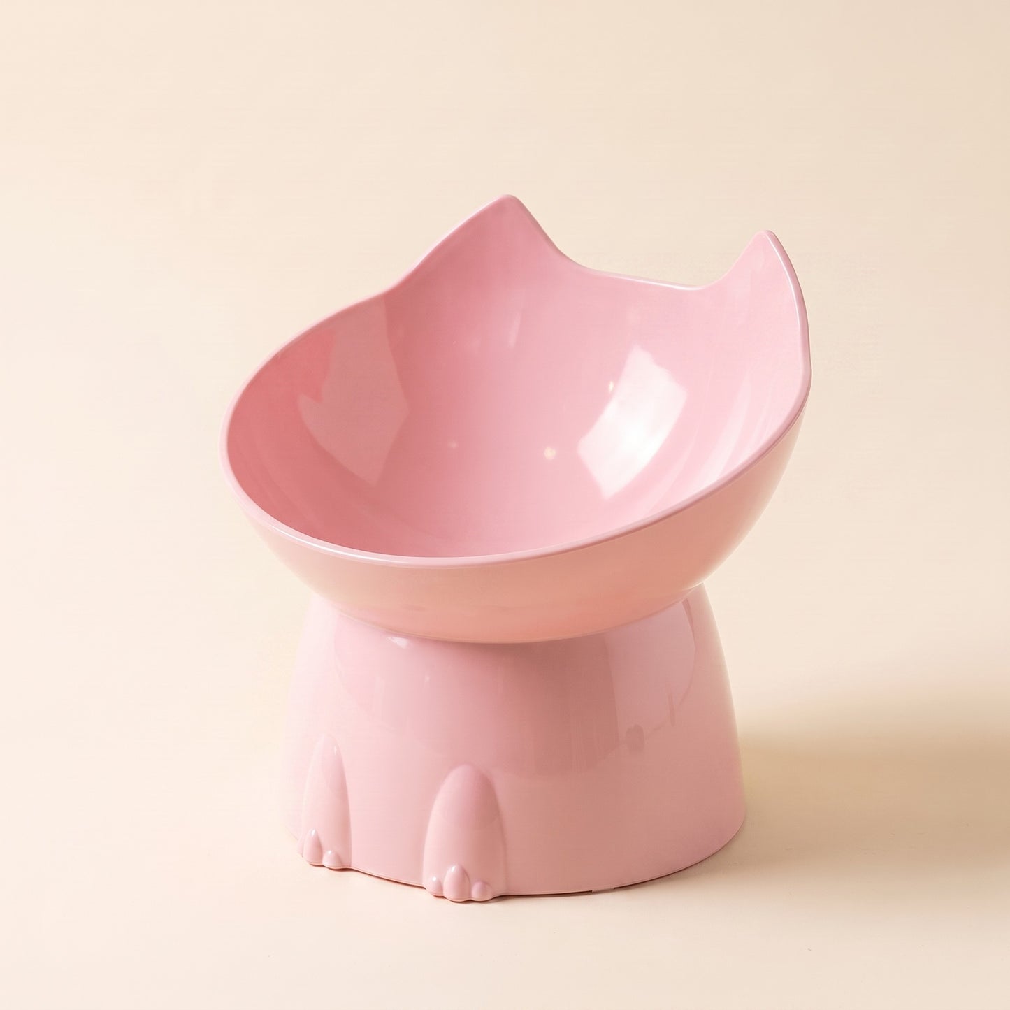 Elevated Tilted Cat Bowl, Anti-Tip - pink