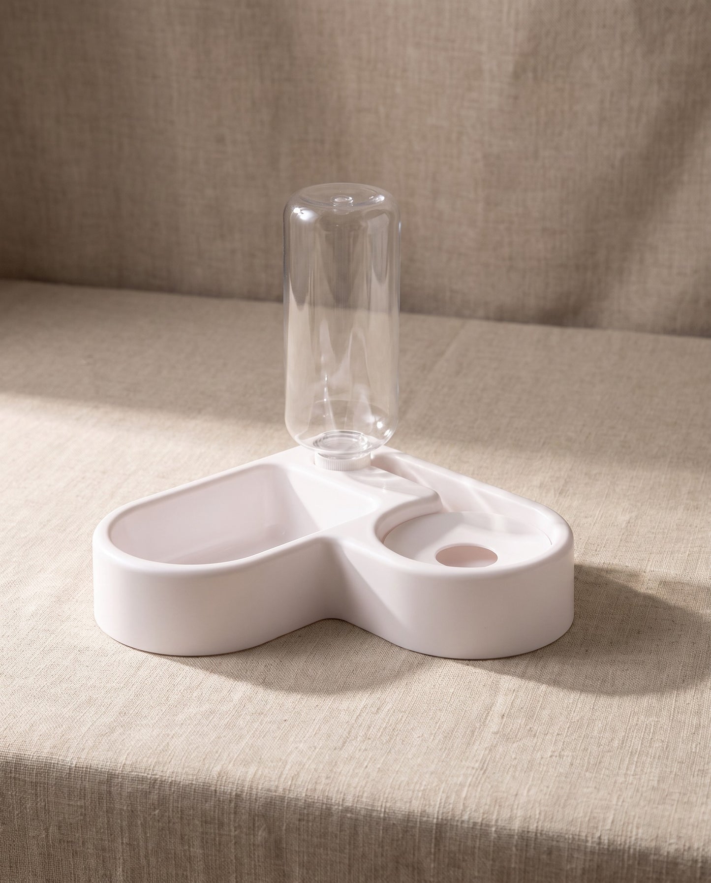 Gravity Water and Food Bowl Set, styled in a home setting