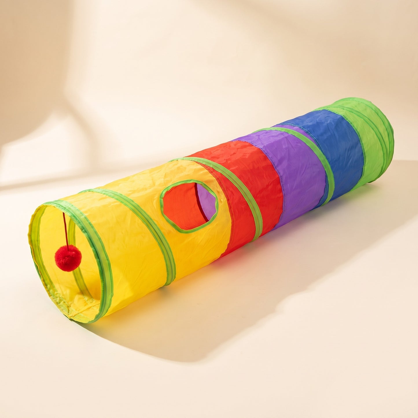Collapsible Cat Play Tunnel, var tube rainbow stripe