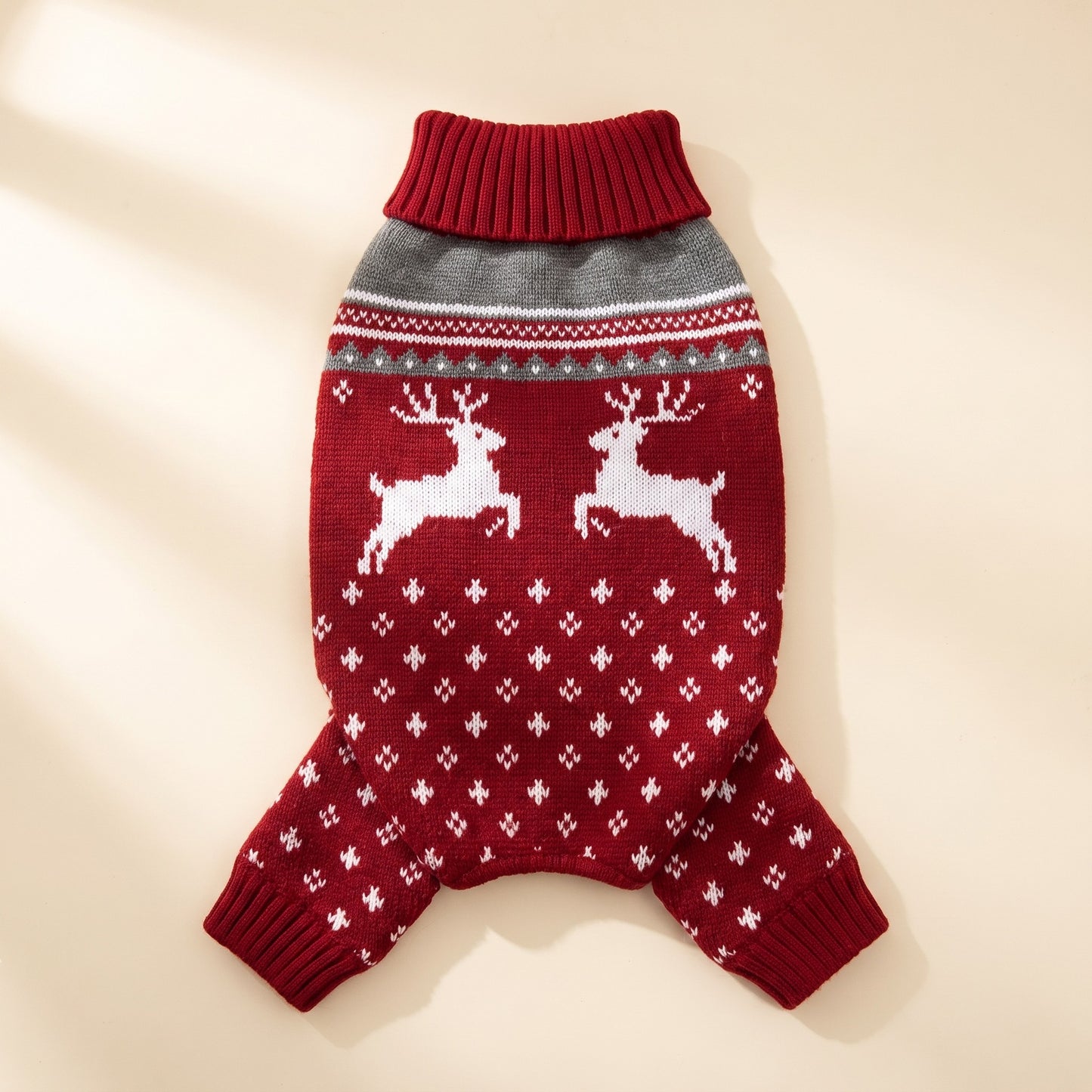 Fair Isle Knit Christmas Sweater for Dogs and Cats, var red