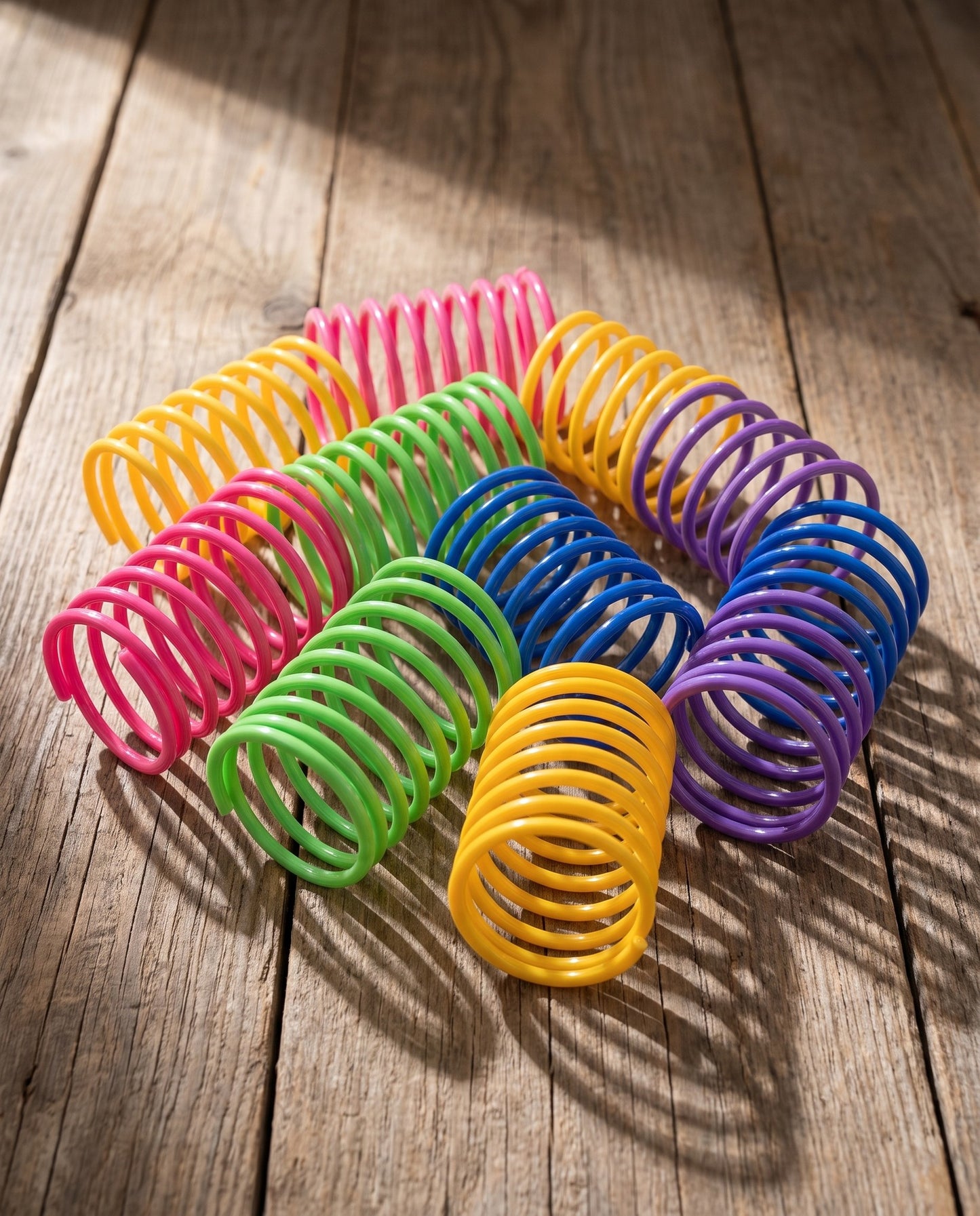 Spiral Spring Cat Toys, Multi Pack, styled in a home setting