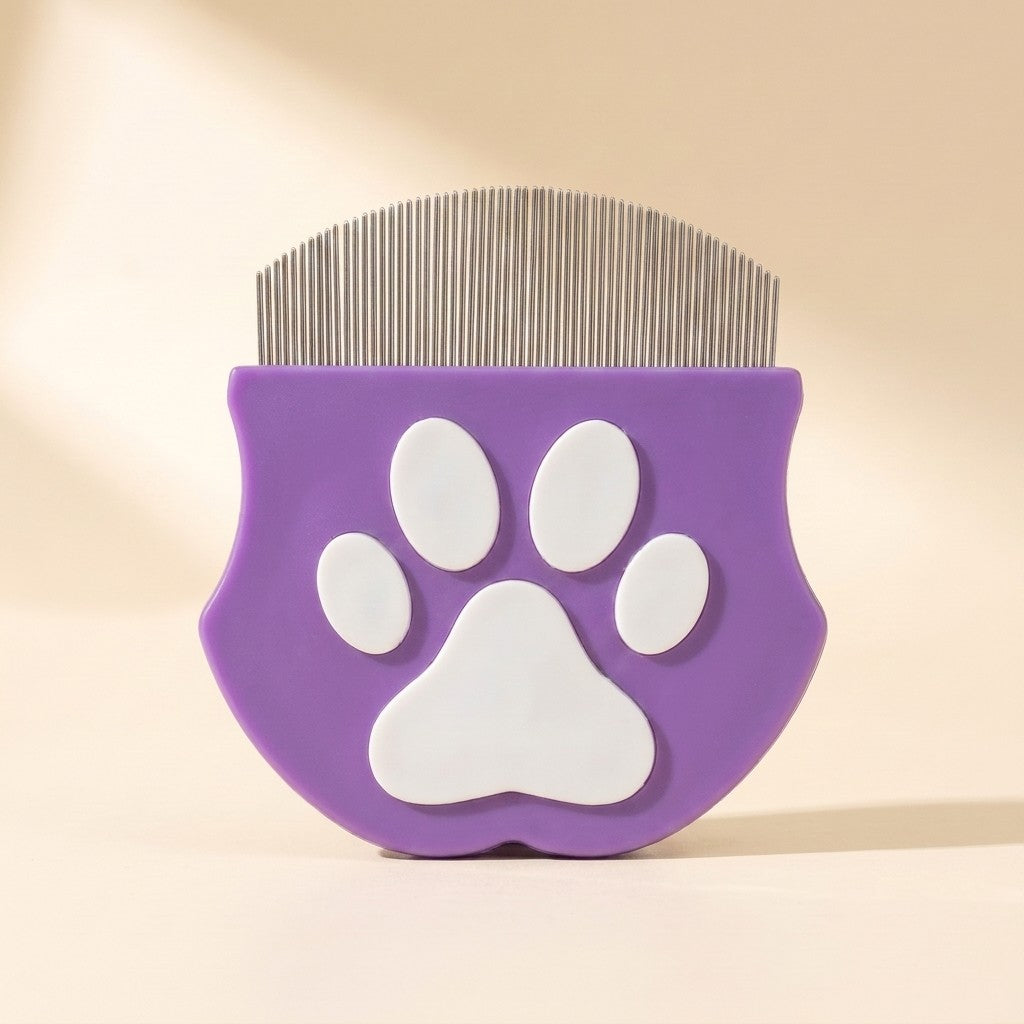 Curved Fine-Tooth Flea Comb in purple