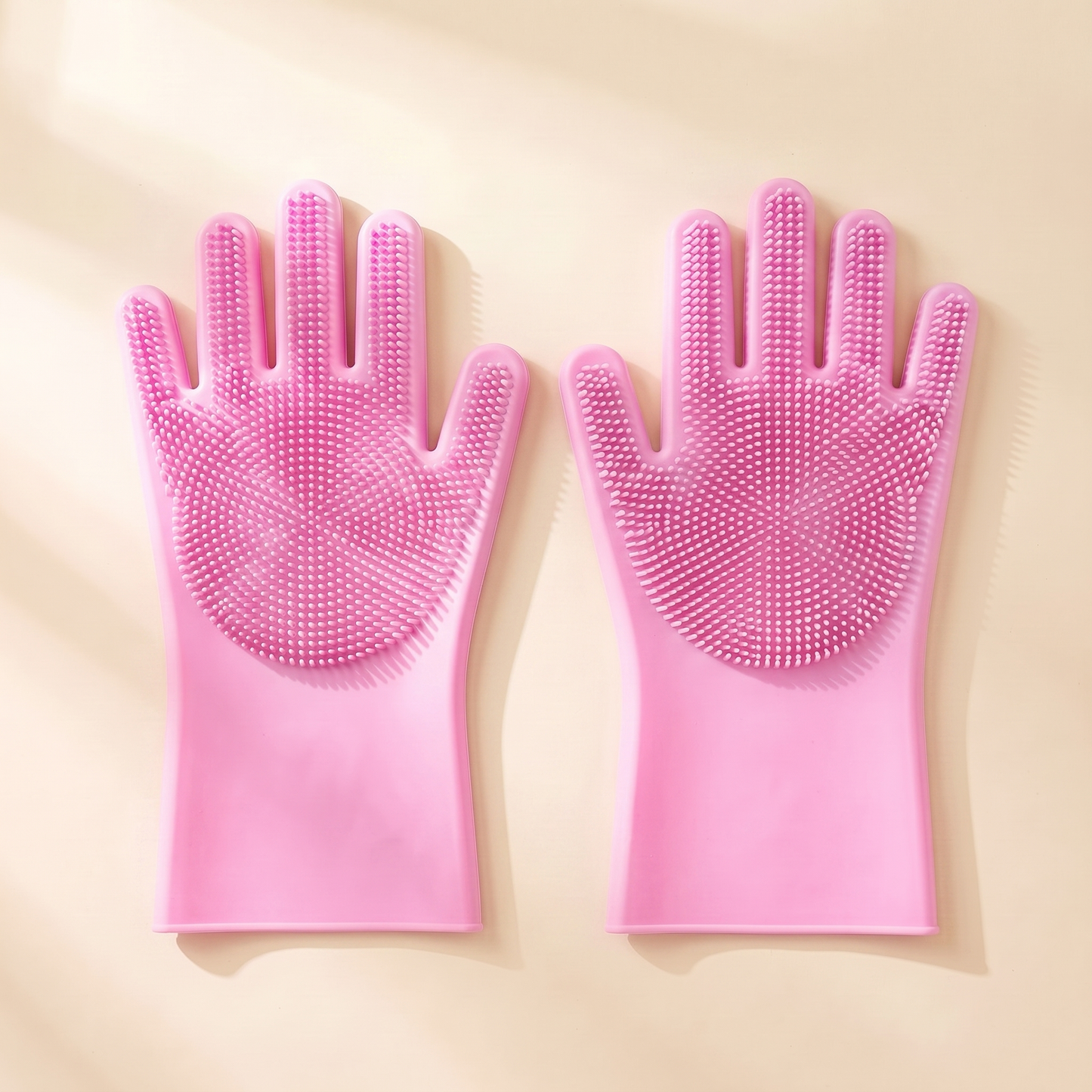 Silicone Bathing Scrubber Gloves in Pink