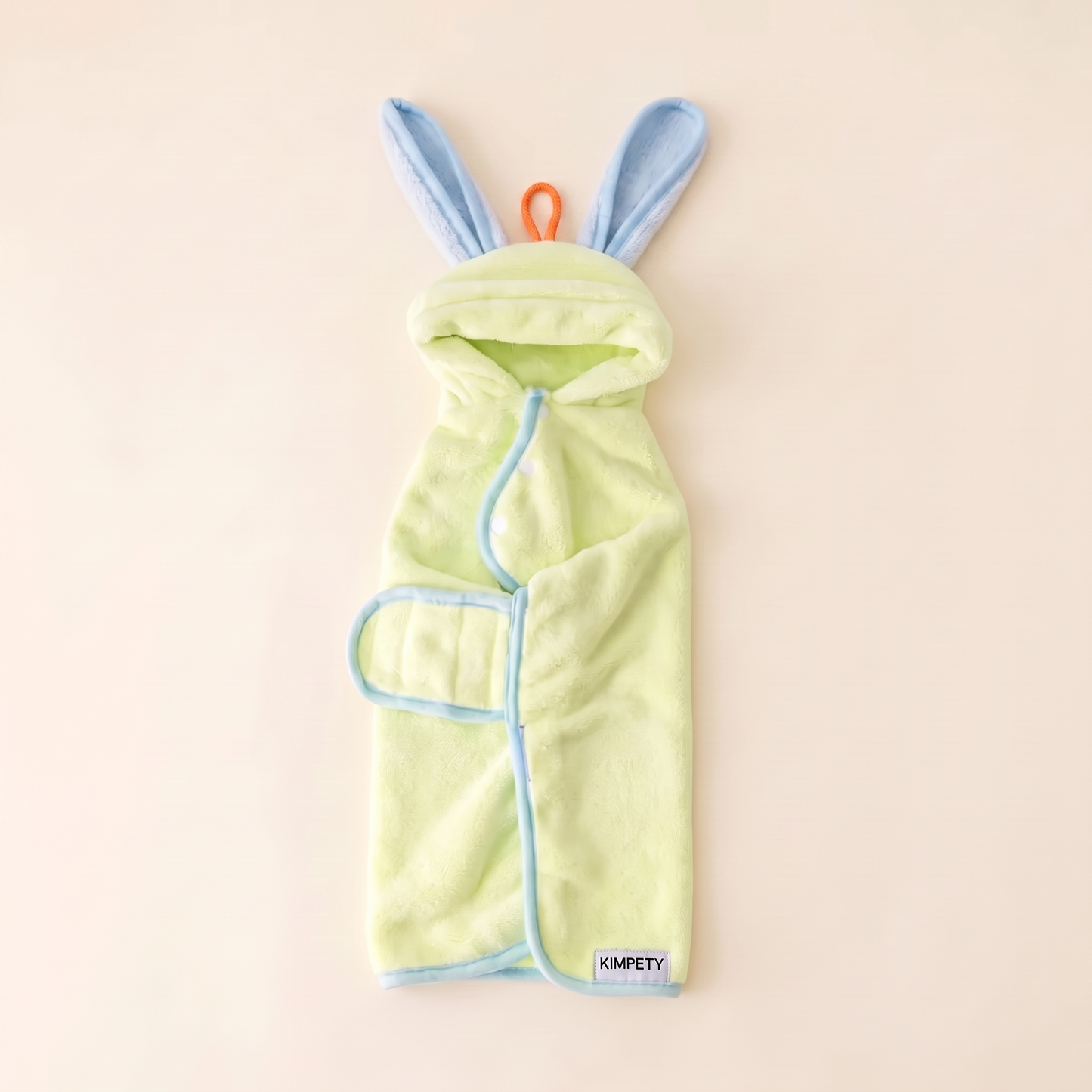 Hooded Fleece Dog Bathrobe - Green Bunny