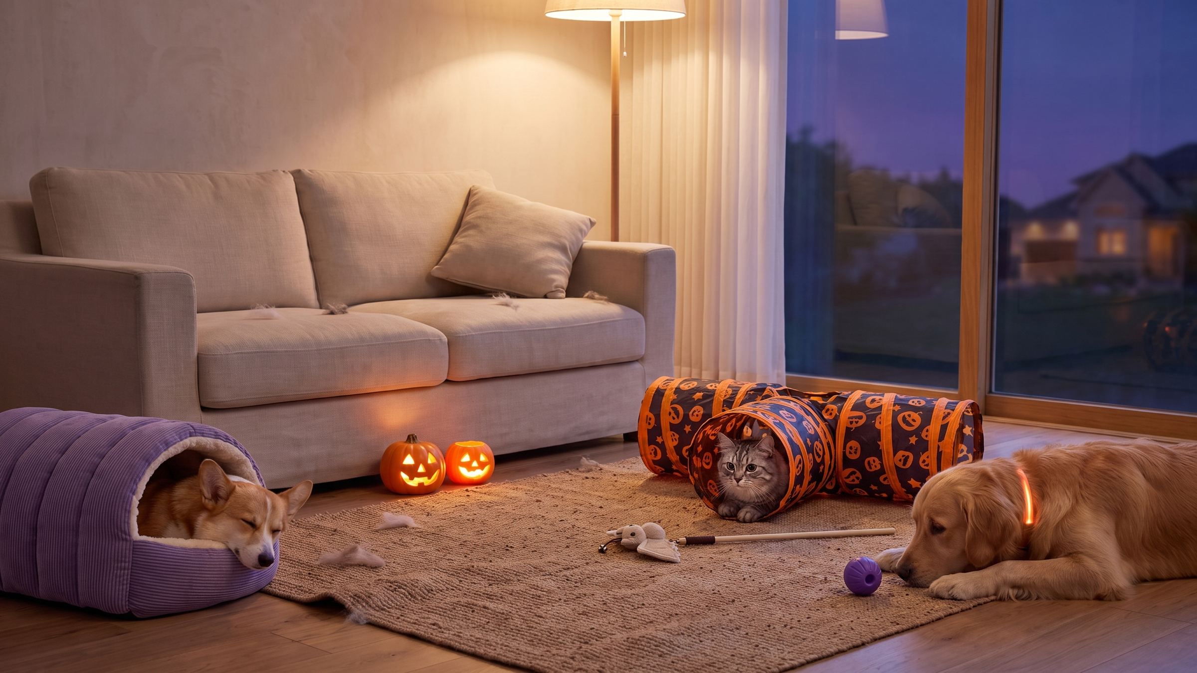 Spooky season, snuggly pets.