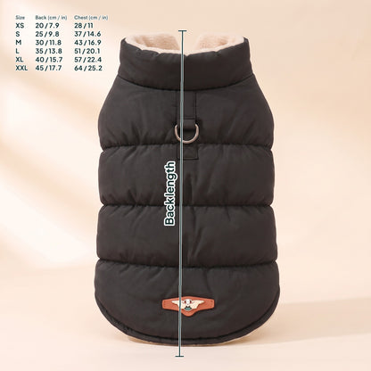 Padded Winter Dog Jacket, dimensions
