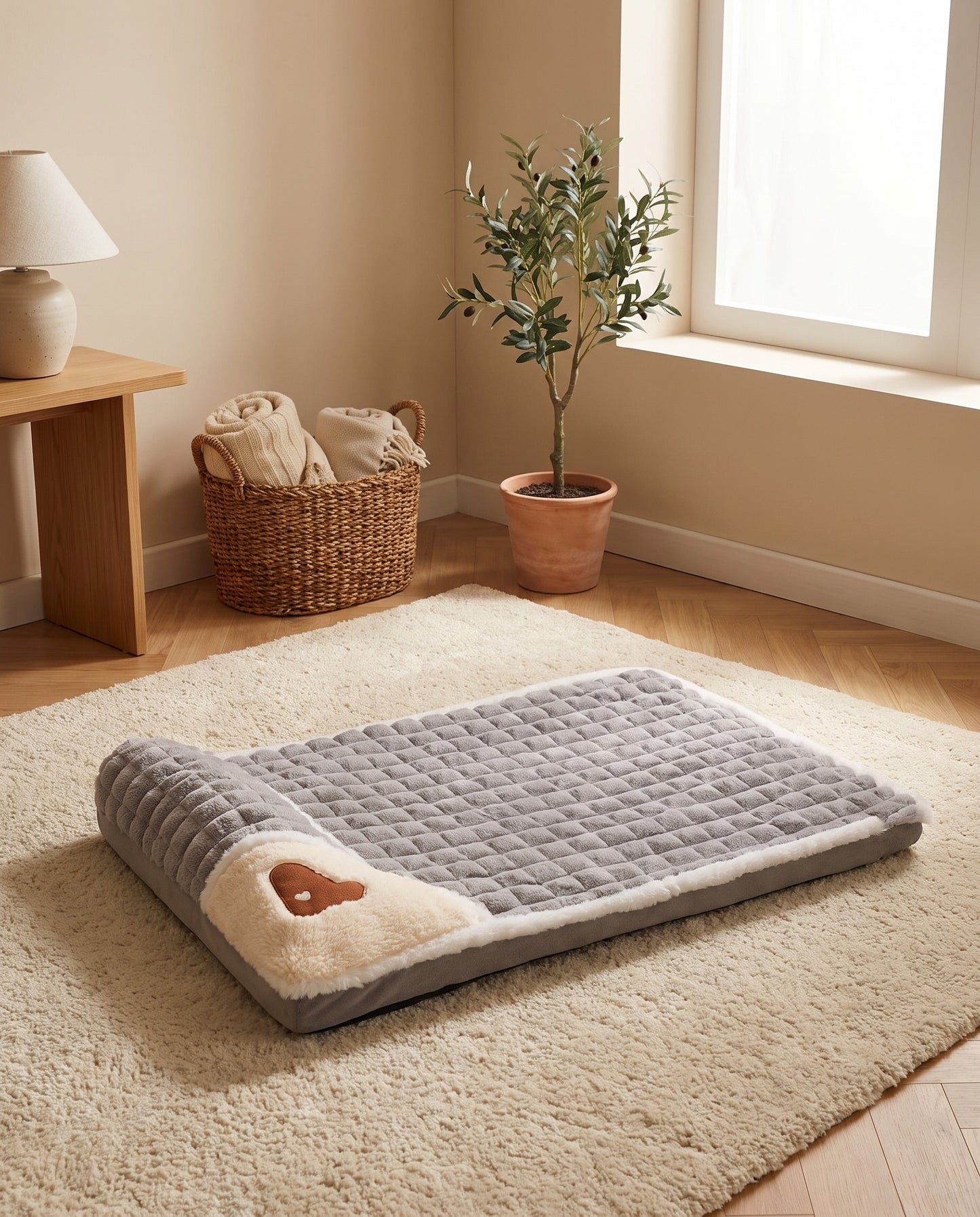 Memory Foam Mat with Pillow End, styled in a home setting