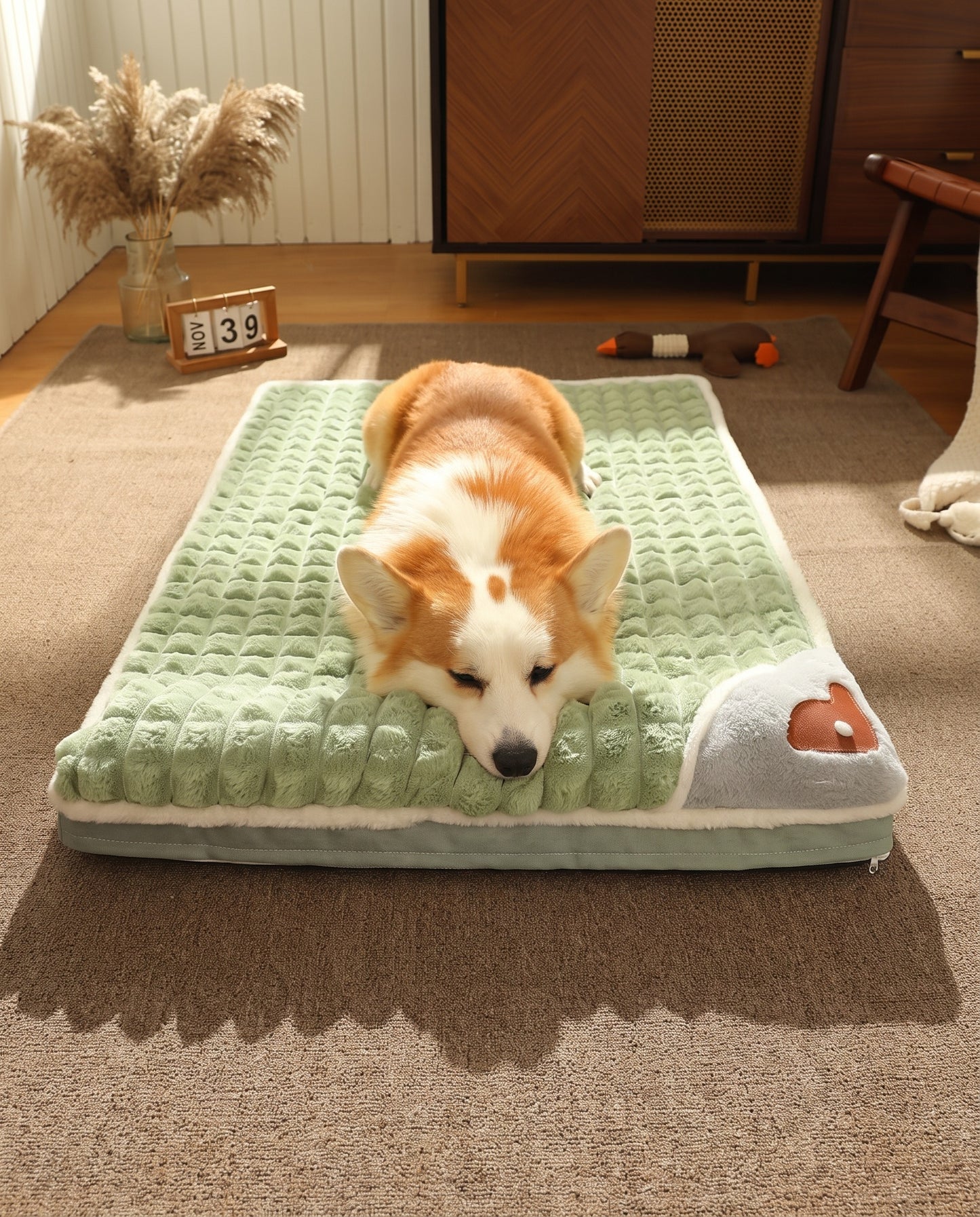 Memory Foam Mat with Pillow End, in use at home