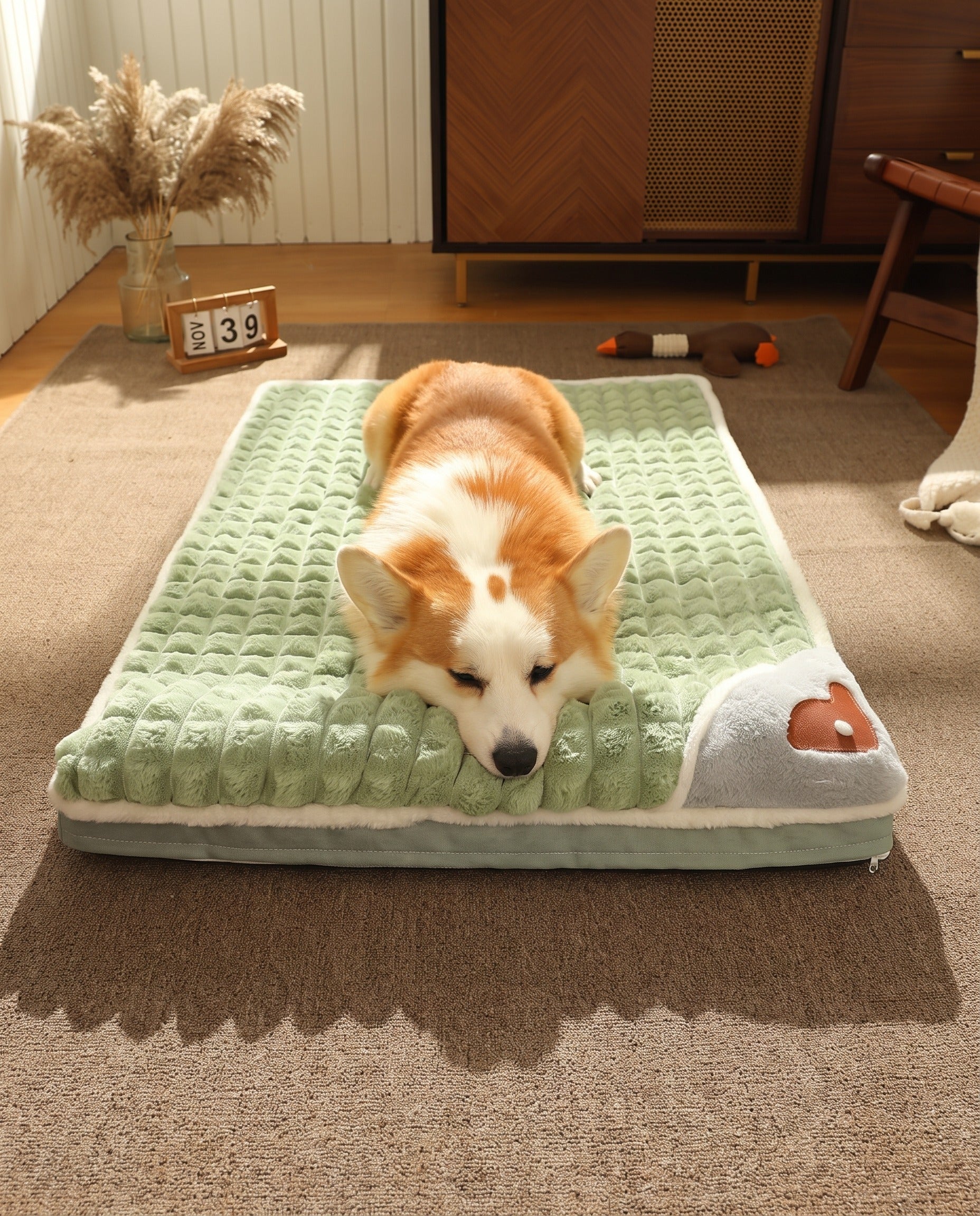 Memory Foam Mat with Pillow End, in use at home