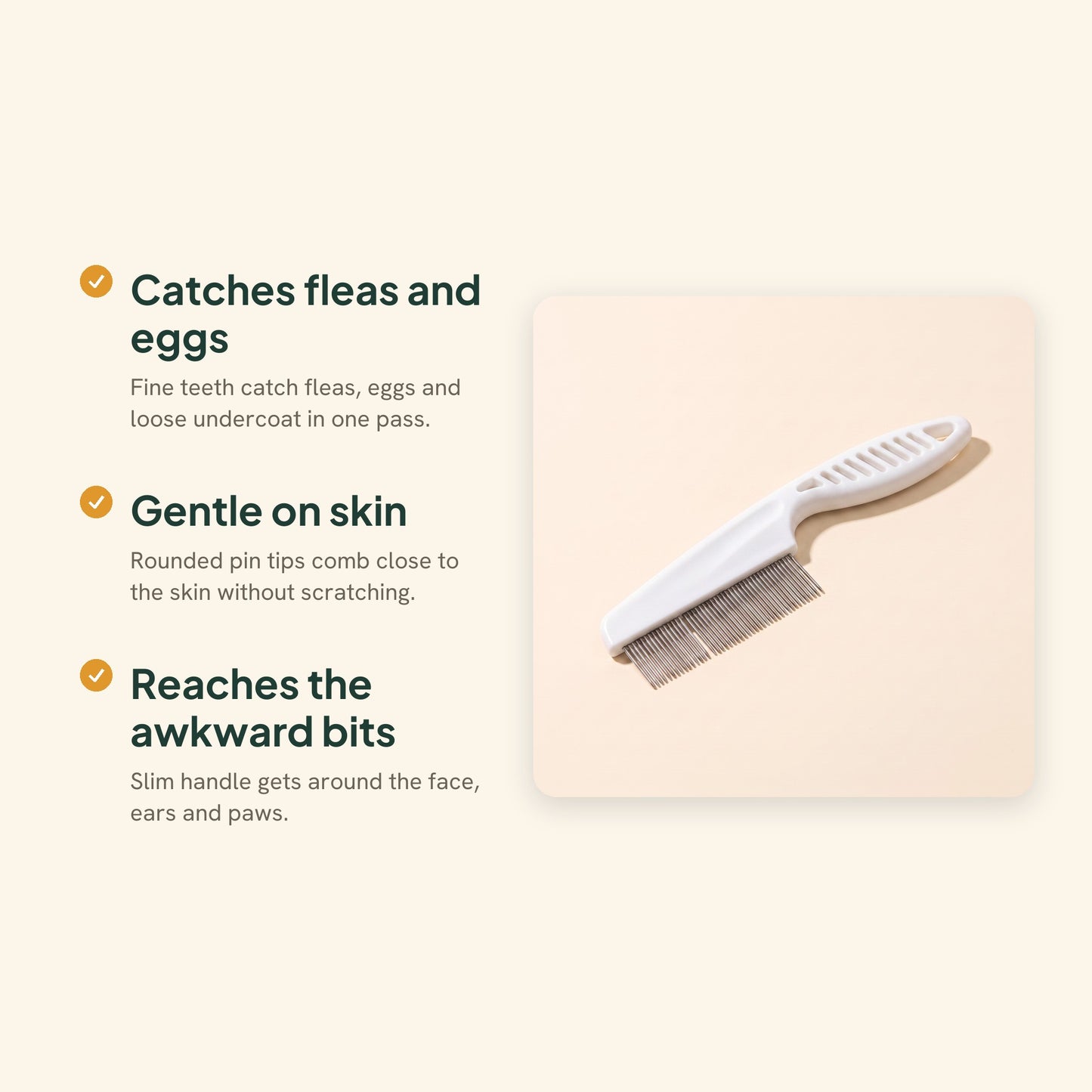 Fine-Tooth Flea Comb for Dogs and Cats, key benefits