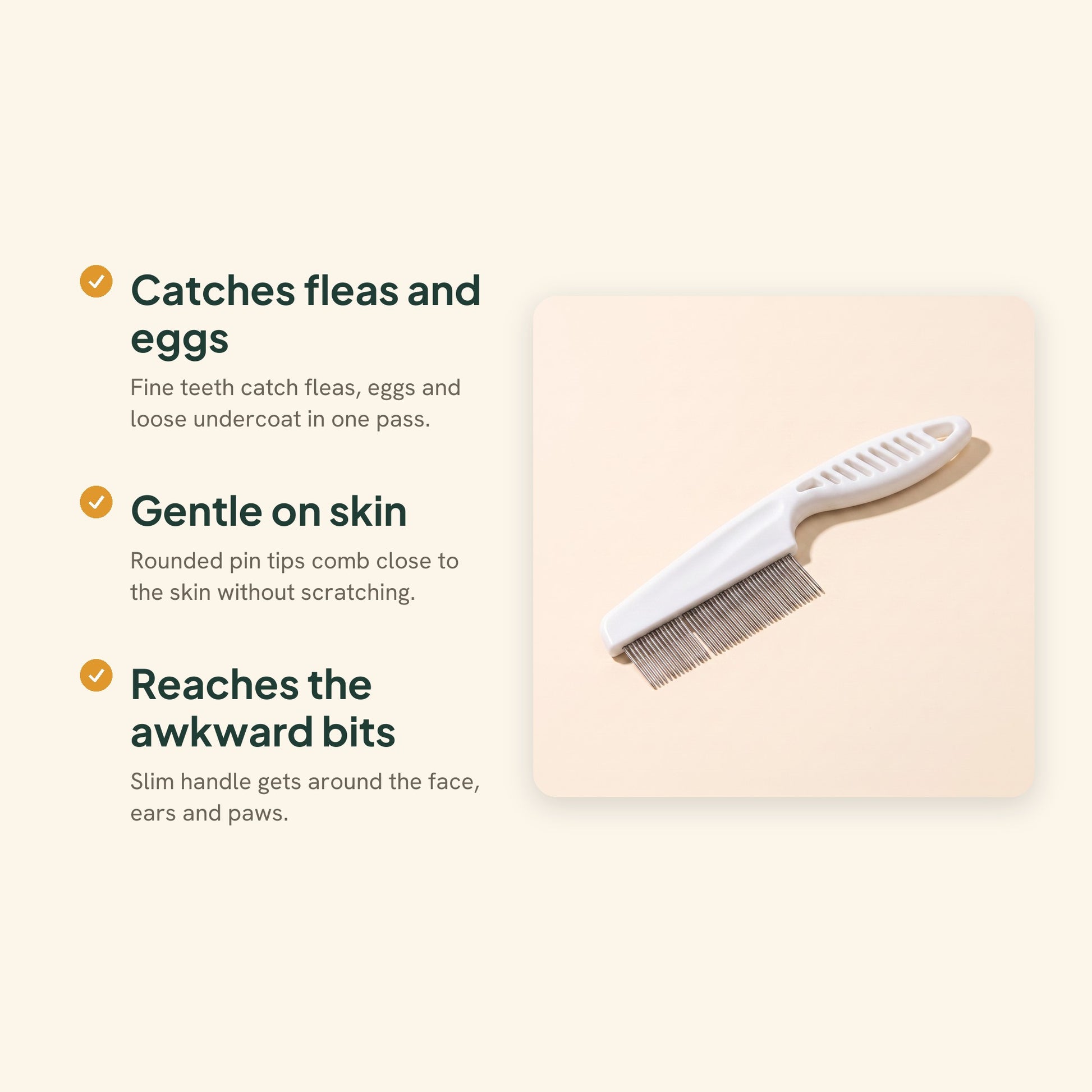 Fine-Tooth Flea Comb for Dogs and Cats, key benefits