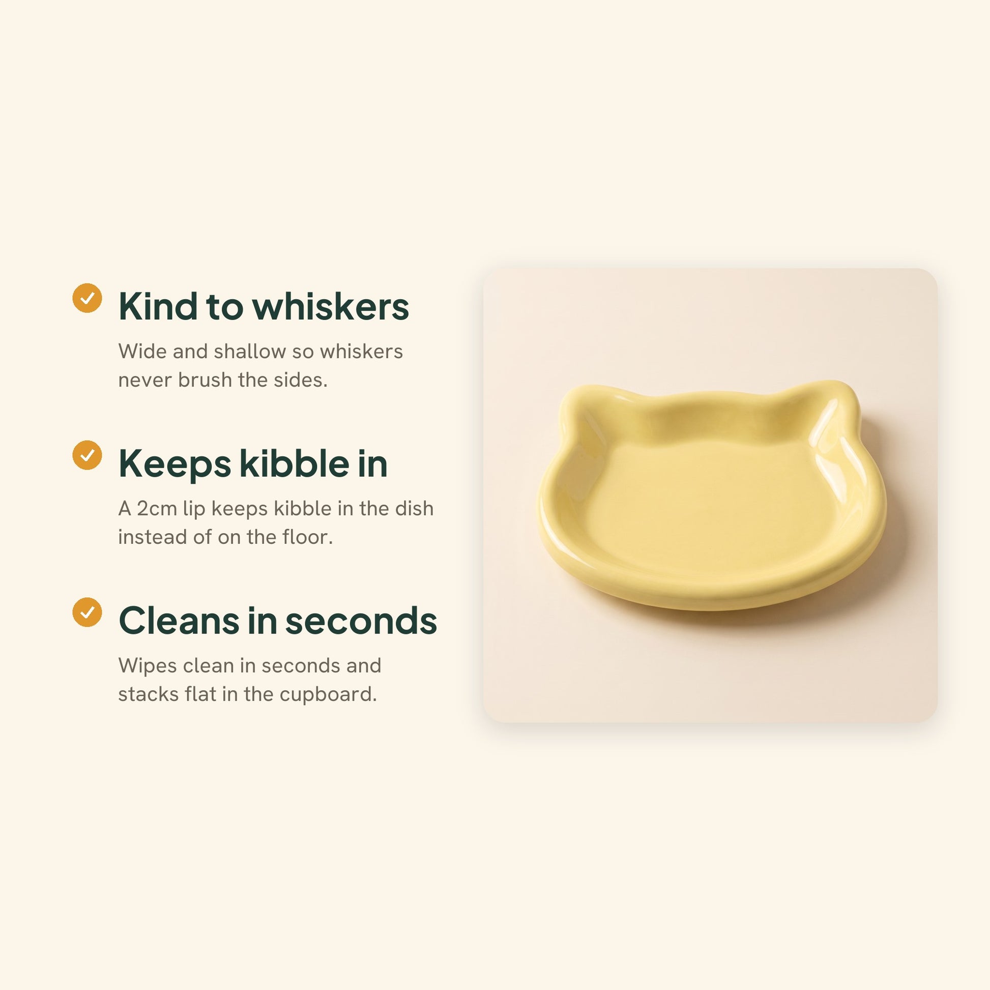 Whisker-Friendly Cat Dish, Wide and Shallow, key benefits