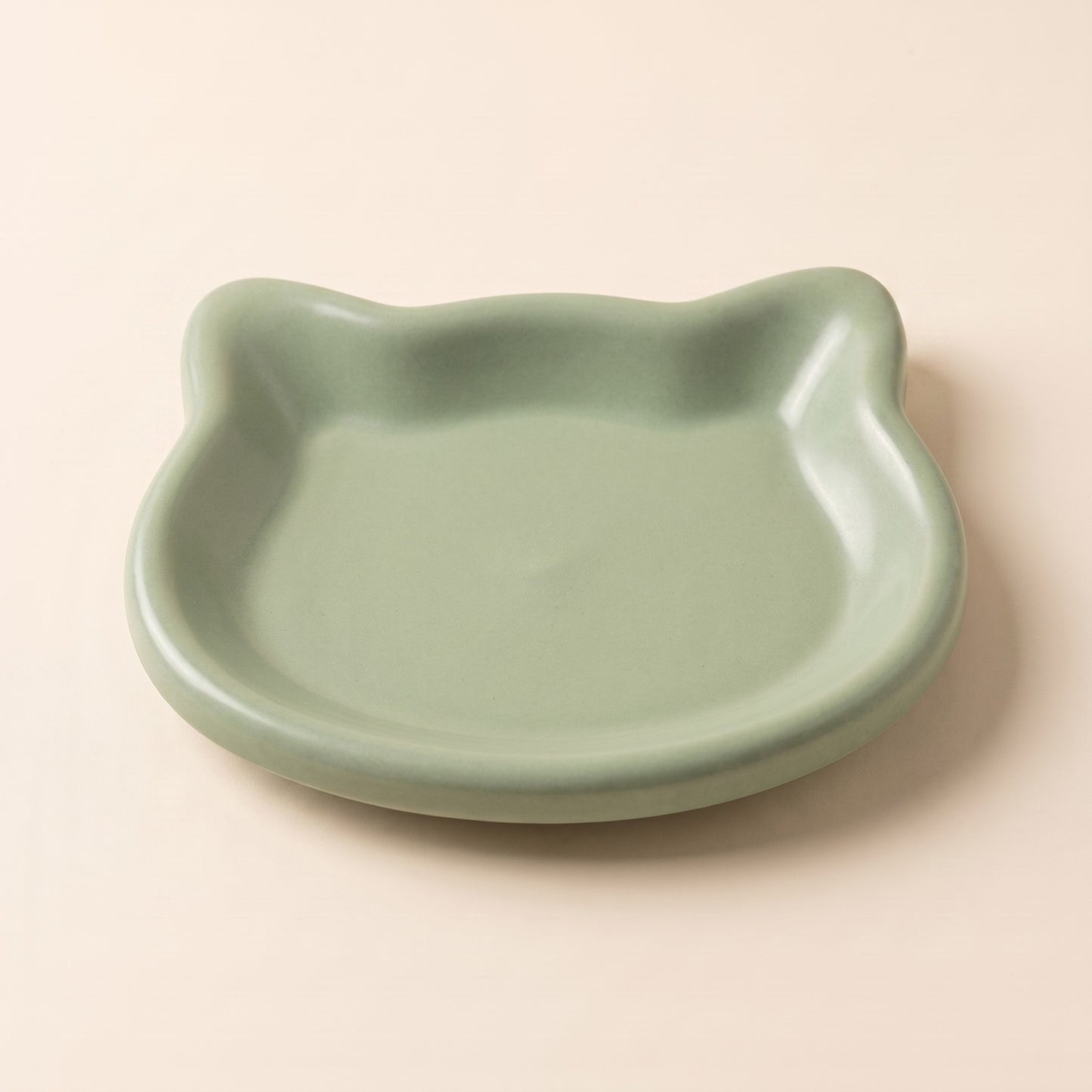Whisker-Friendly Cat Dish, Wide and Shallow - green