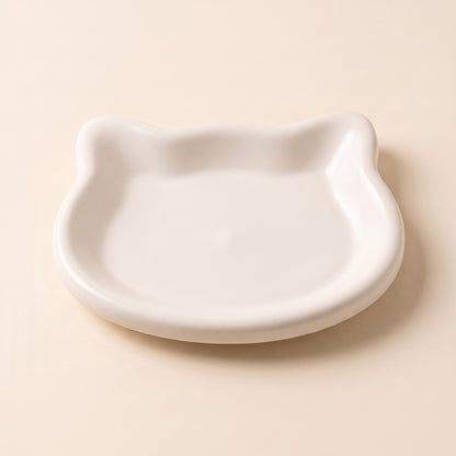 Whisker-Friendly Cat Dish, Wide and Shallow - white