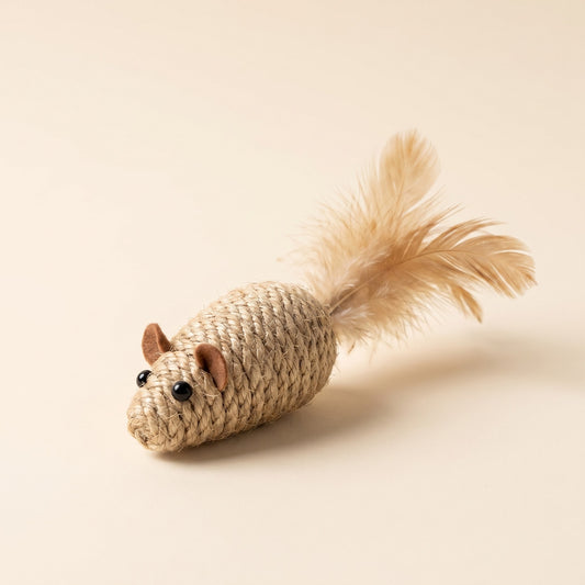 Sisal Mouse Cat Toys with Feather Tails