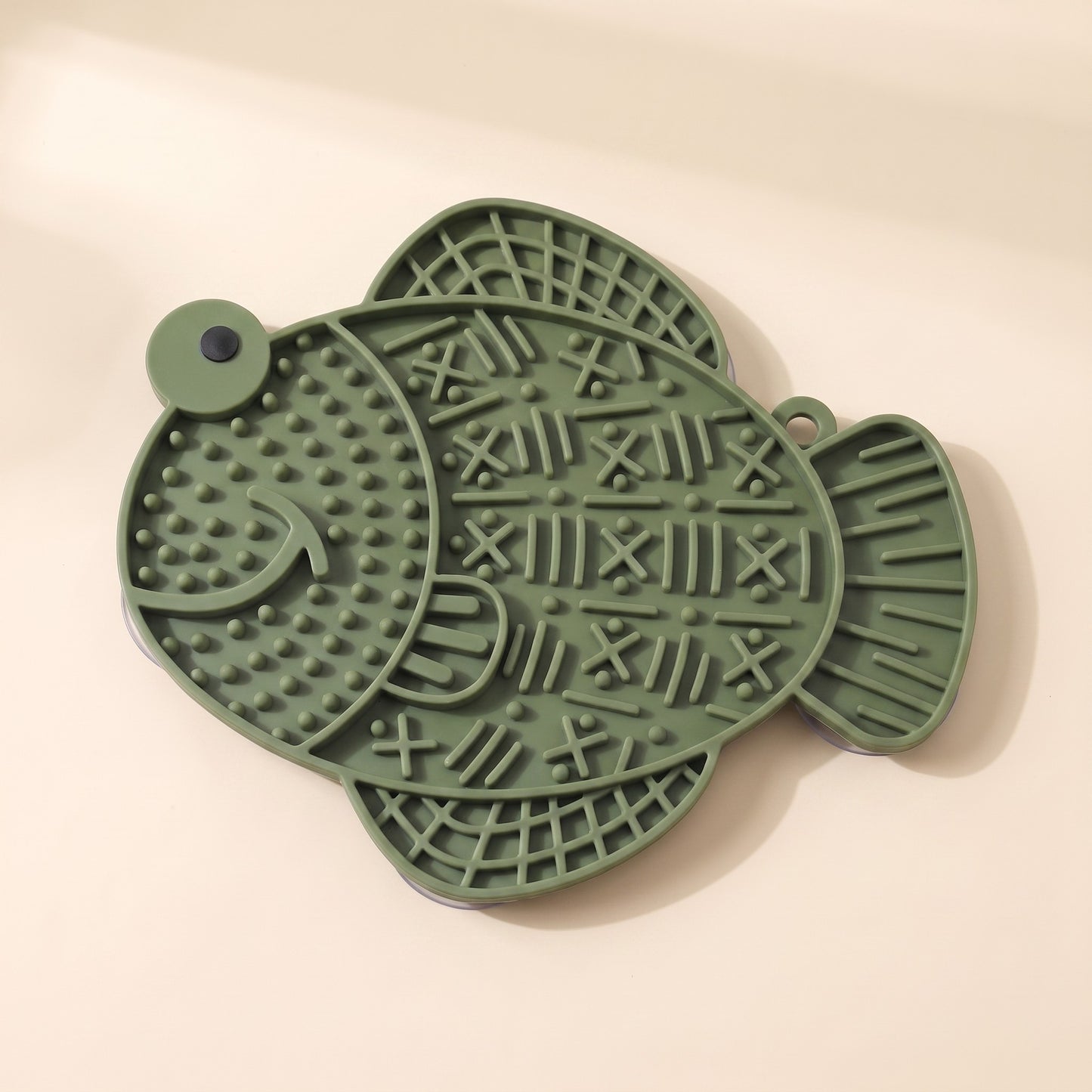Silicone Lick Mat with Suction Base - fish-green