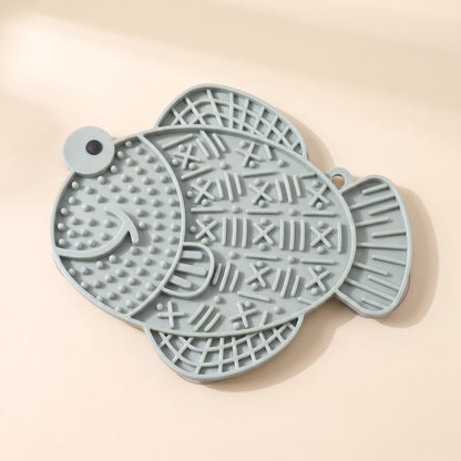 Silicone Lick Mat with Suction Base - fish-lightgreen