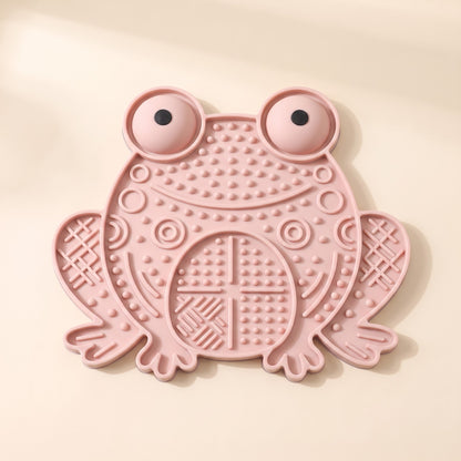 Silicone Lick Mat with Suction Base - frog-pink