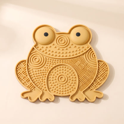 Silicone Lick Mat with Suction Base - frog-yellow