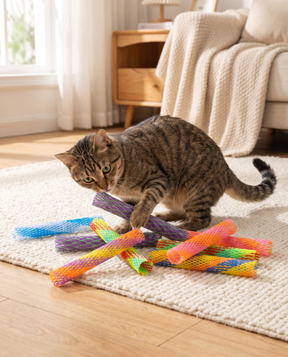 Spring Tube Cat Toys, 10 Pack, in use at home