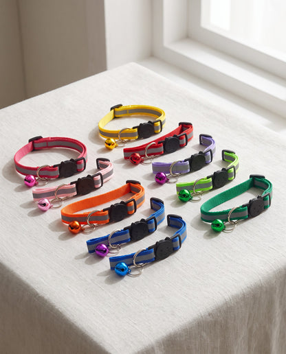 Breakaway Cat Collars with Bell, 10 Pack, styled in a home setting