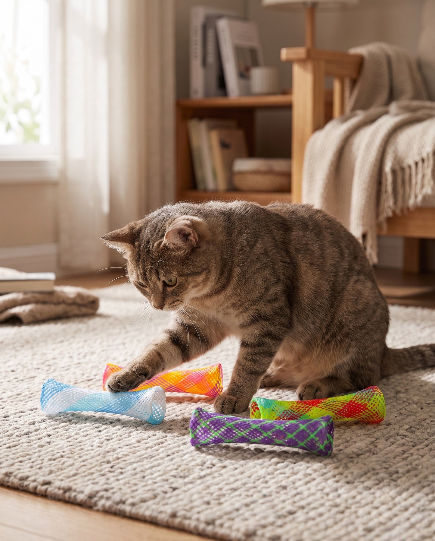 Coil Spring Cat Toys, 10 Pack, in use at home
