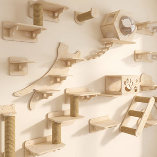 Wall-Mounted Cat Shelves with Sisal Post