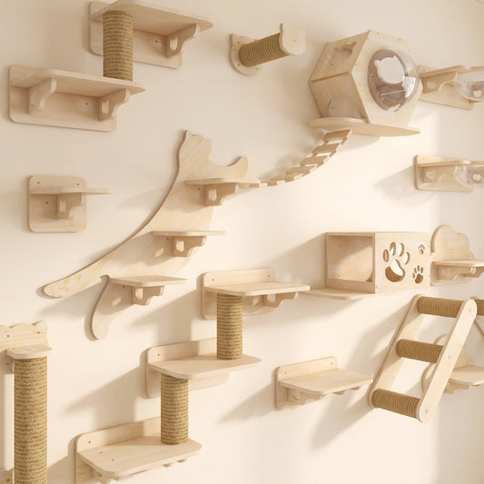 Wall-Mounted Cat Shelves with Sisal Post