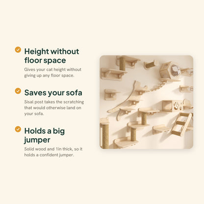 Wall-Mounted Cat Shelves with Sisal Post, key benefits