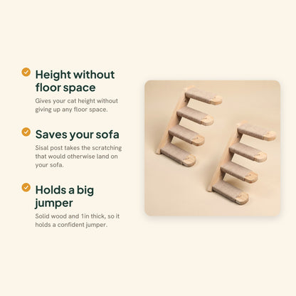 Cat Wall Shelves with Sisal Post, Sisal Steps, 2 Pack, key benefits