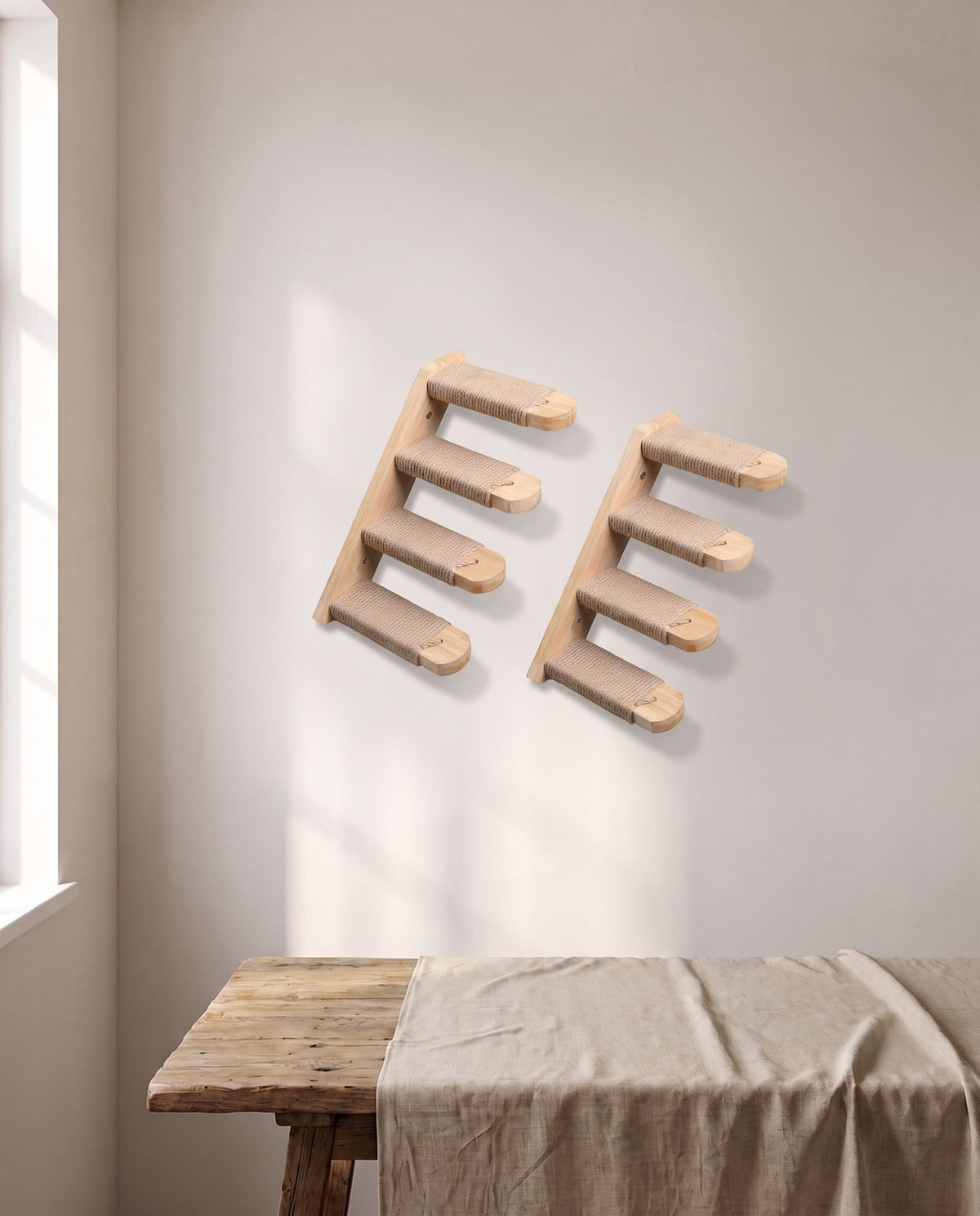 Cat Wall Shelves with Sisal Post, Sisal Steps, 2 Pack