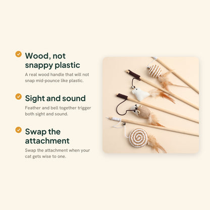 Wooden Cat Teaser Wand, key benefits