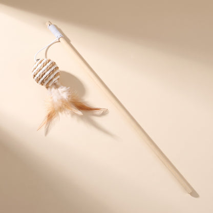 Wooden Cat Teaser Wand - ball
