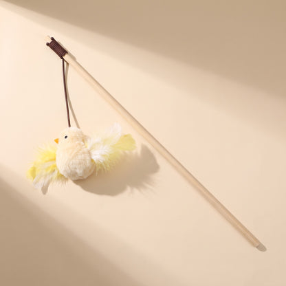 Wooden Cat Teaser Wand - chick