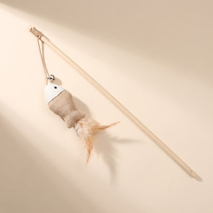 Wooden Cat Teaser Wand - fish