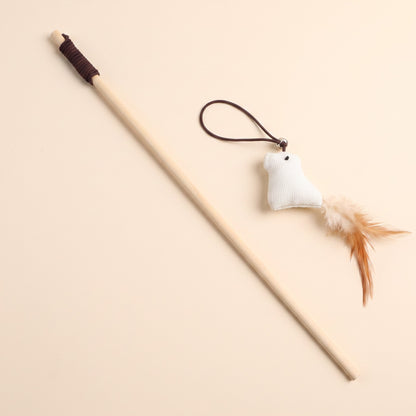Wooden Cat Teaser Wand - mouse