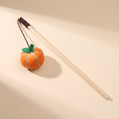 Wooden Cat Teaser Wand - pumpkin