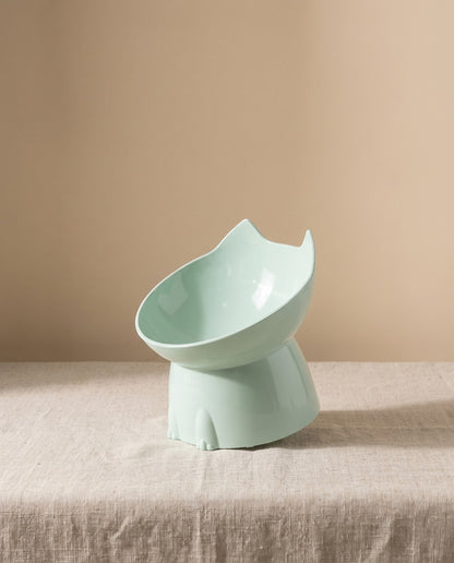 Elevated Tilted Cat Bowl, Anti-Tip, styled in a home setting