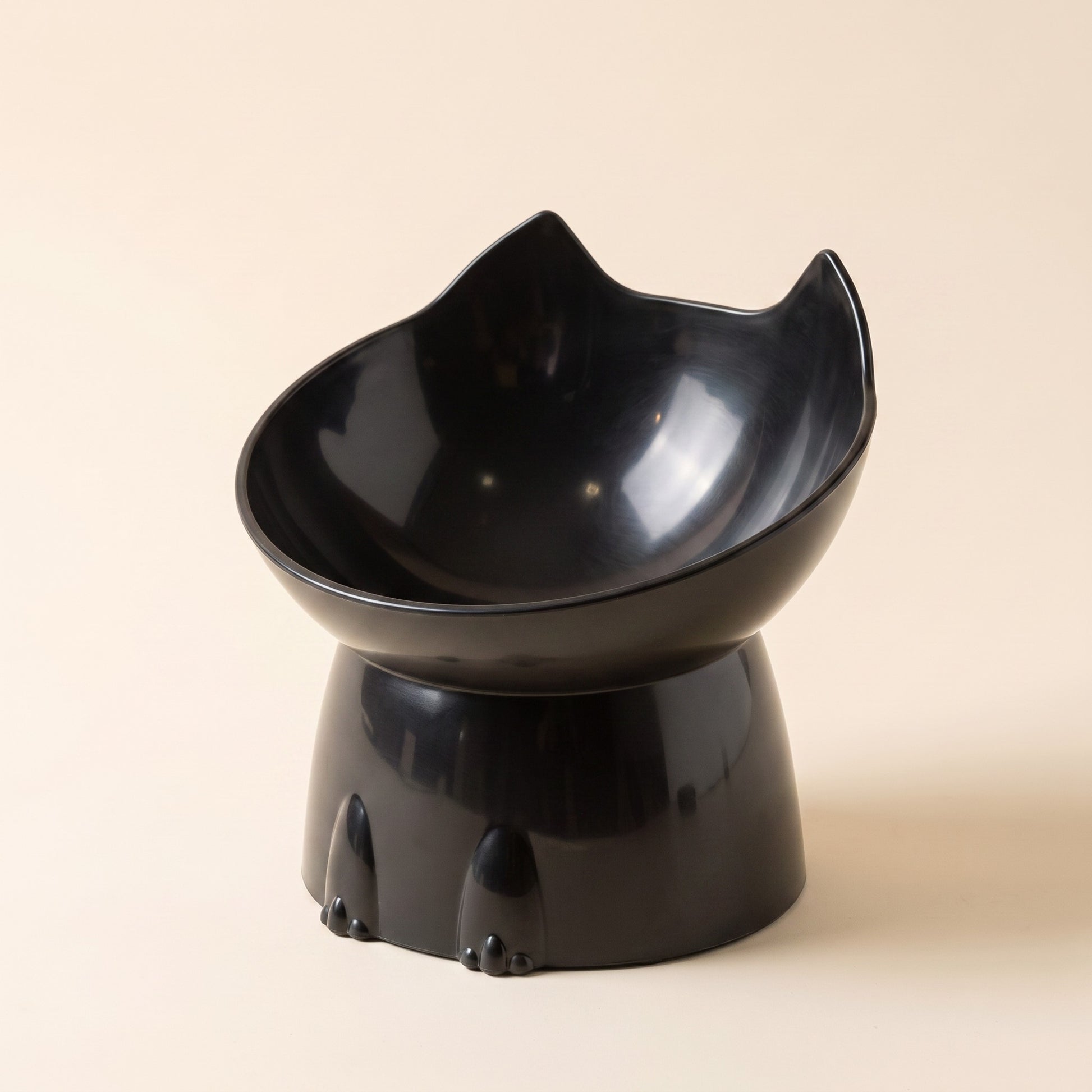 Elevated Tilted Cat Bowl, Anti-Tip - black