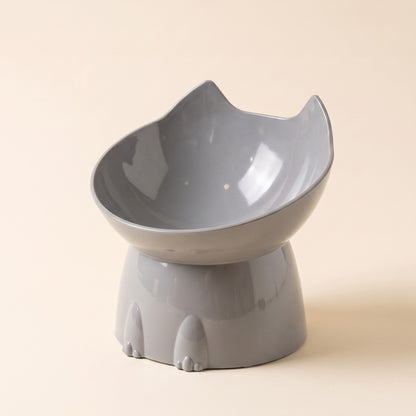 Elevated Tilted Cat Bowl, Anti-Tip - grey
