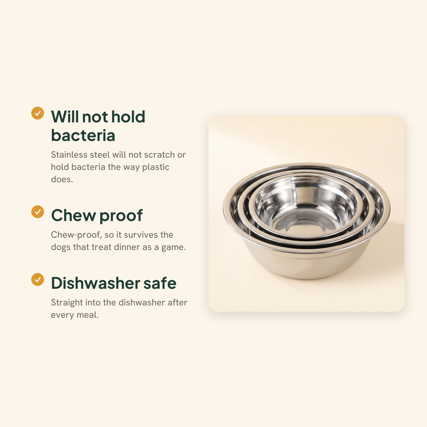 Stainless Steel Pet Bowls, Non-Slip, key benefits