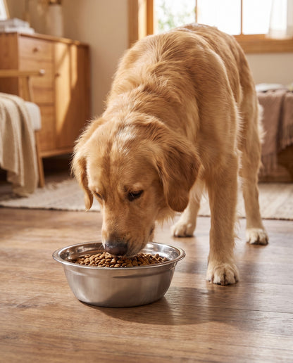 Stainless Steel Pet Bowls, Non-Slip, in use at home