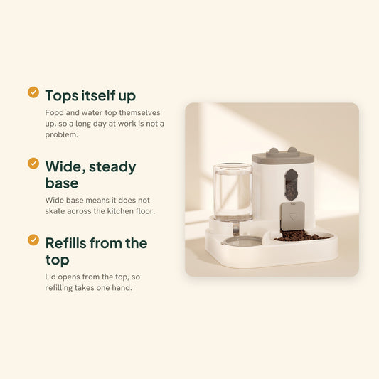 2-in-1 Gravity Food and Water Station, key benefits