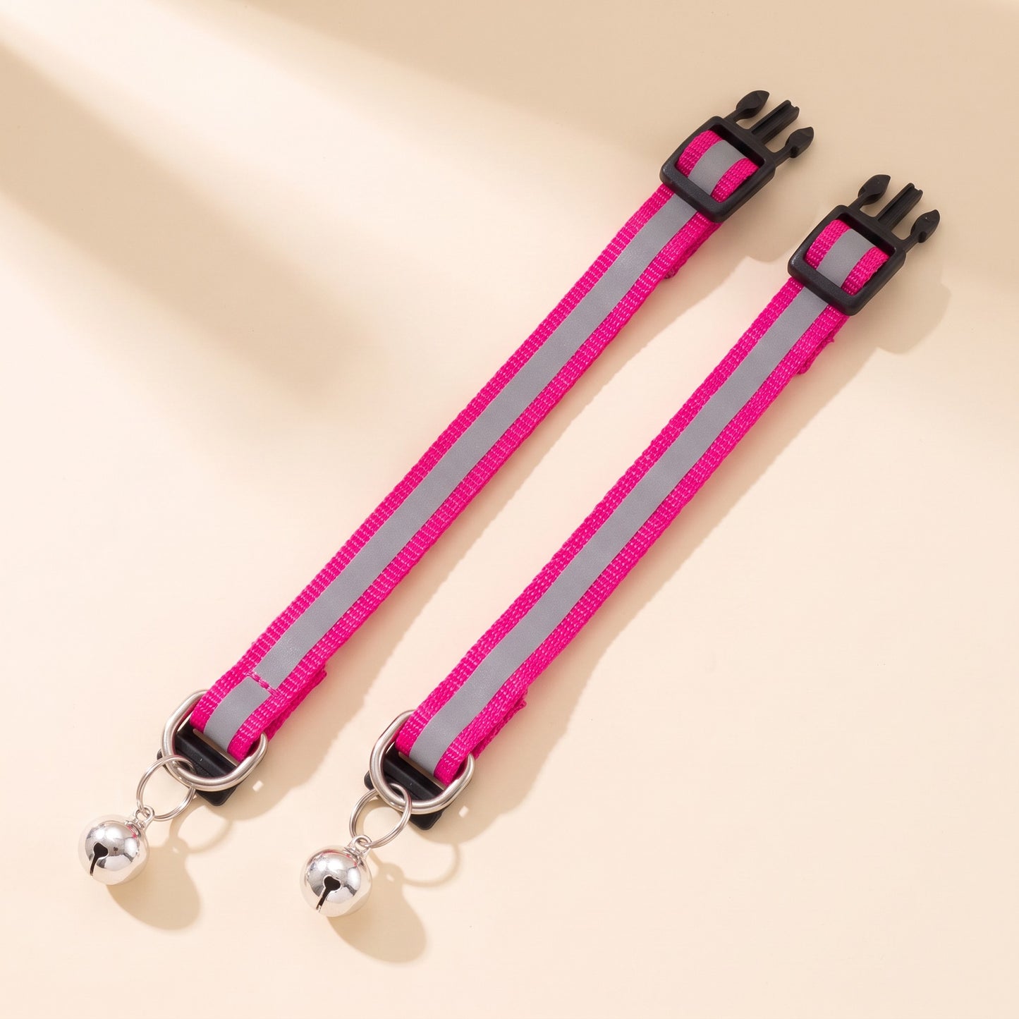 Reflective Cat Collar with Bell, 2 Pack - hotpink
