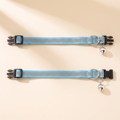 Reflective Cat Collar with Bell, 2 Pack - lightblue