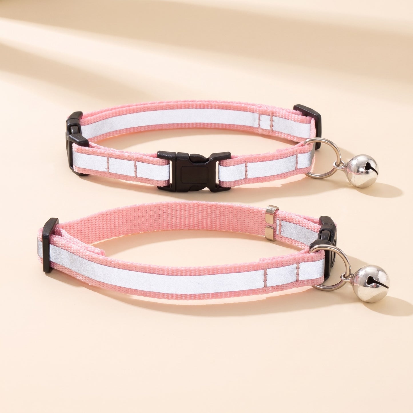 Reflective Cat Collar with Bell, 2 Pack - pink