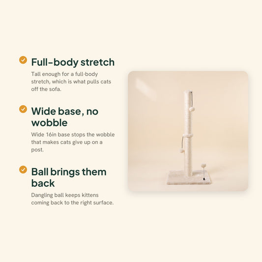 Tall Sisal Cat Scratching Post with Ball, key benefits