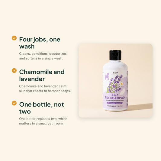 4-in-1 Dog Shampoo and Conditioner, Chamomile and Lavender, key benefits