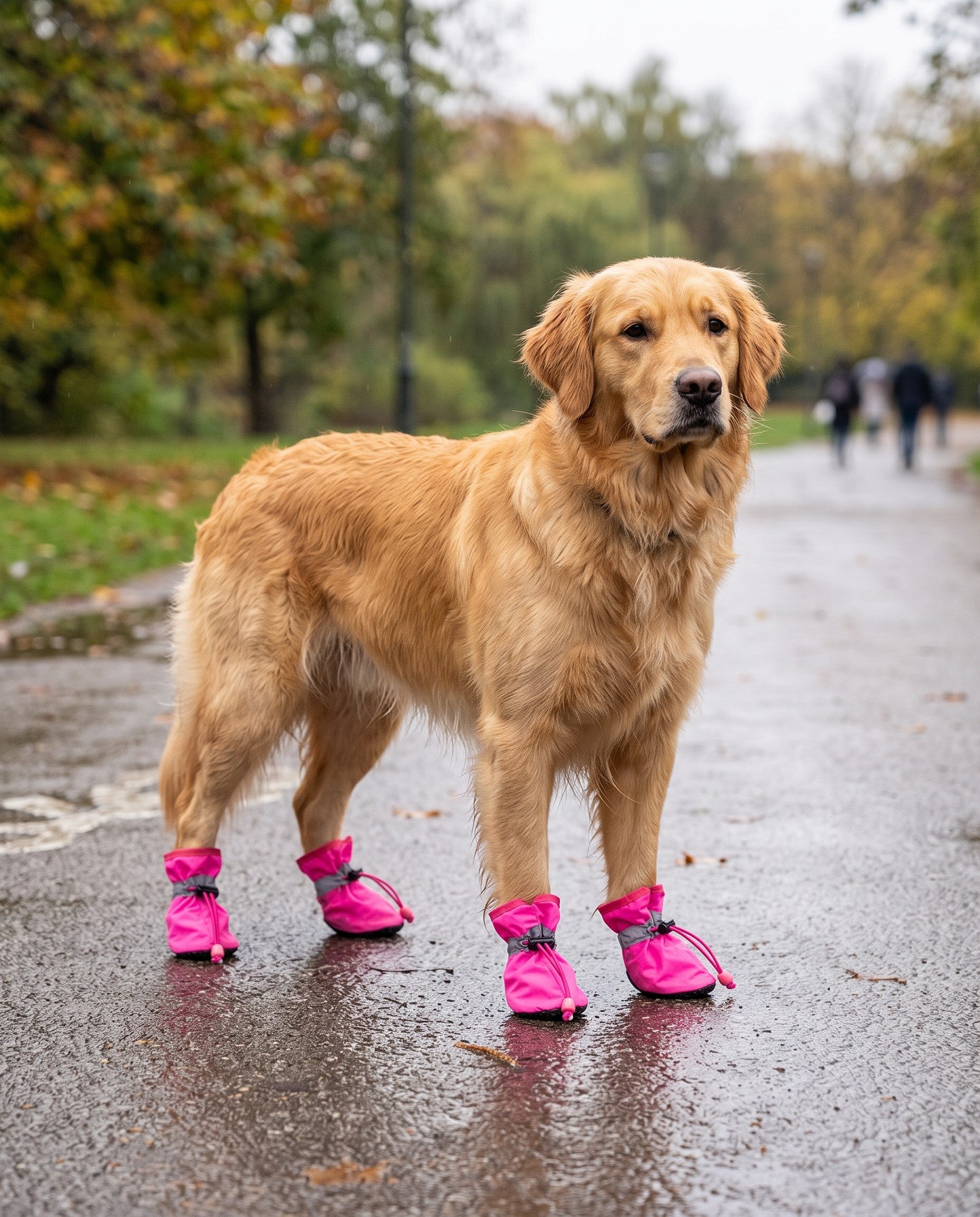Waterproof Dog Rain Boots, Set of 4, in use at home